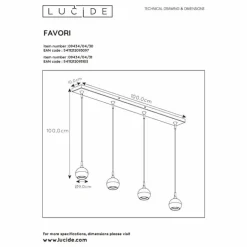 Suspension Lucide FAVORI Blanc, 4 lumières