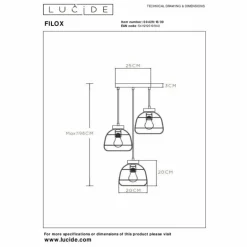 Suspension Lucide FILOX Noir, 3 lumières