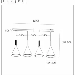 Suspension Lucide GIPSY Noir, 4 lumières