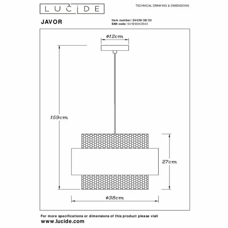 Suspension Lucide JAVOR Écru, 1 lumière