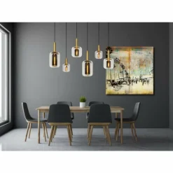 Suspension Lucide JOANET Or, Laiton, Noir, 6 lumières