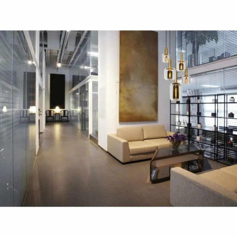 Suspension Lucide JOANET Or, Gris, Laiton, Noir, 5 lumières