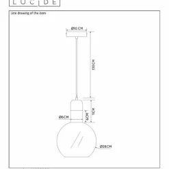 Suspension Lucide JULIUS Gris, 1 lumière