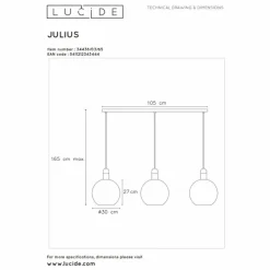 Suspension Lucide JULIUS Noir, 3 lumières