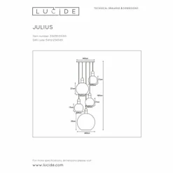 Suspension Lucide JULIUS Noir, 5 lumières