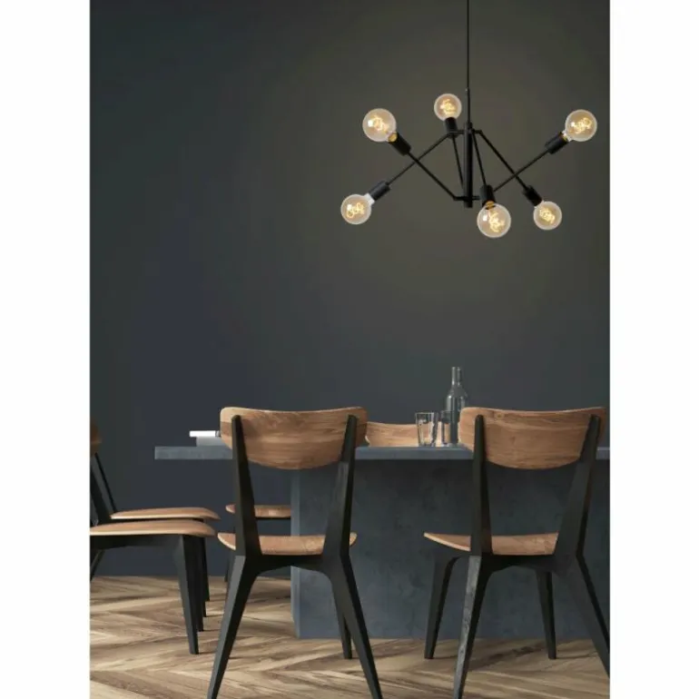 Suspension Lucide LESTER Noir, 6 lumières