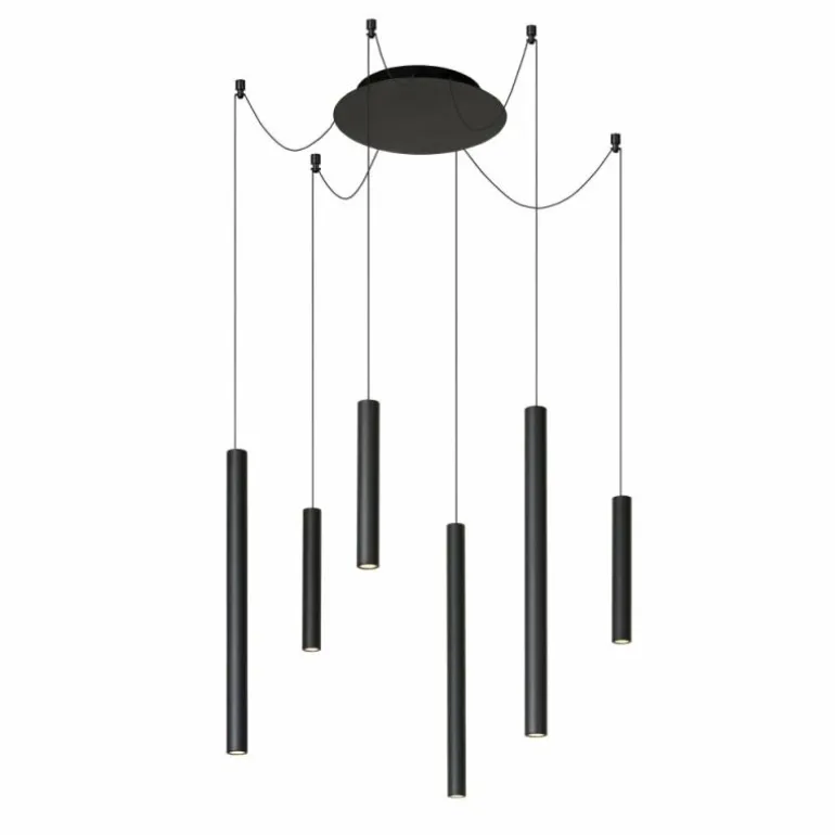Suspension Lucide LORENZ LED Noir, 6 lumières