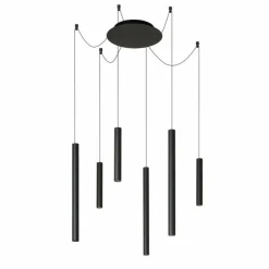 Suspension Lucide LORENZ LED Noir, 6 lumières