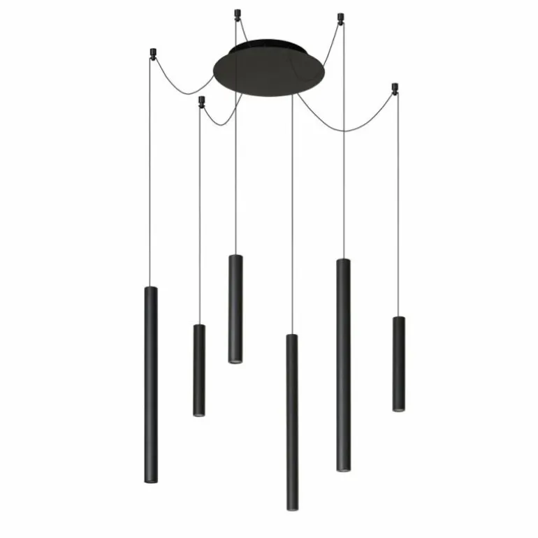 Suspension Lucide LORENZ LED Noir, 6 lumières