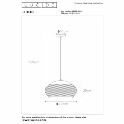 Suspension Lucide LUCAS Noir, 1 lumière