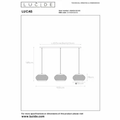 Suspension Lucide LUCAS Noir, 3 lumières