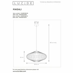 Suspension Lucide MAGALI Noir, 1 lumière