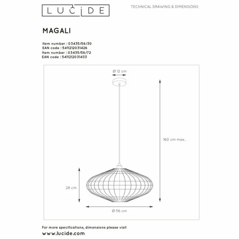 Suspension Lucide MAGALI Noir, 1 lumière