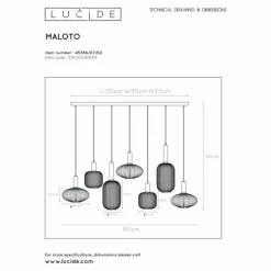 Suspension Lucide MALOTO Noir, 7 lumières