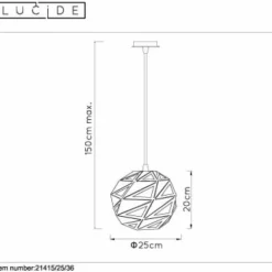 Suspension Lucide MALUNGA Gris, 1 lumière