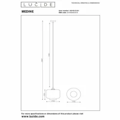 Suspension Lucide MEDINE Noir, 1 lumière