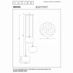 Suspension Lucide MEDINE Noir, 3 lumières
