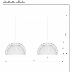 Suspension Lucide MESH Gris, 2 lumières