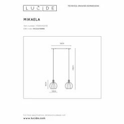 Suspension Lucide MIKAELA Noir, 2 lumières