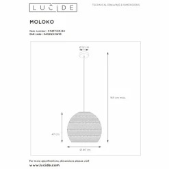 Suspension Lucide MOLOKO Noir, 1 lumière