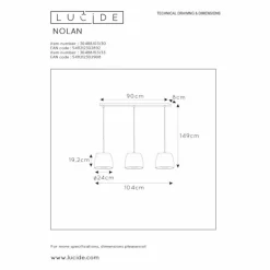 Suspension Lucide NOLAN Noir, 3 lumières