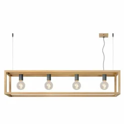 Suspension Lucide ORIS Bois foncé, 4 lumières