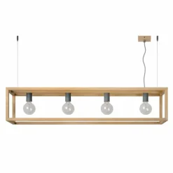 Suspension Lucide ORIS Bois foncé, 4 lumières