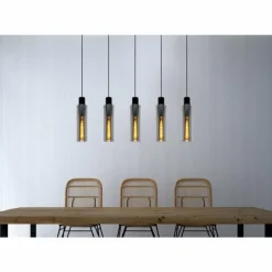 Suspension Lucide ORLANDO Gris, Rouille, 5 lumières