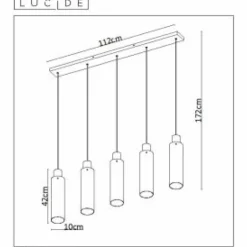 Suspension Lucide ORLANDO Gris, Rouille, 5 lumières