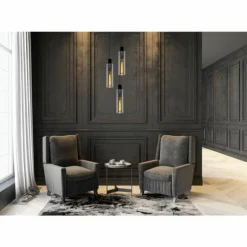 Suspension Lucide ORLANDO Gris, Rouille, 3 lumières