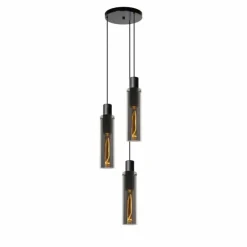 Suspension Lucide ORLANDO Gris, Rouille, 3 lumières