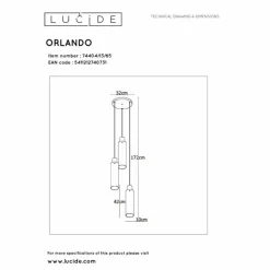 Suspension Lucide ORLANDO Gris, Rouille, 3 lumières