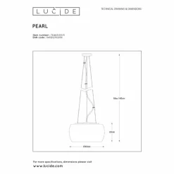Suspension Lucide PEARL Chrome, 5 lumières