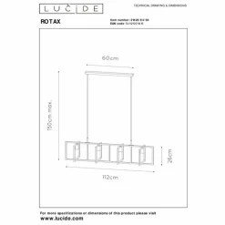 Suspension Lucide ROTAX Noir, 4 lumières