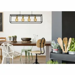 Suspension Lucide RUBEN Noir, 4 lumières