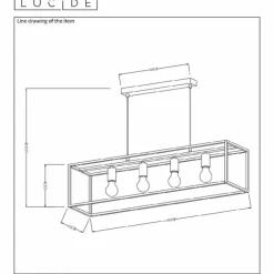Suspension Lucide RUBEN Noir, 4 lumières