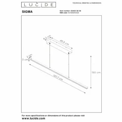 Suspension Lucide SIGMA LED Noir, 1 lumière