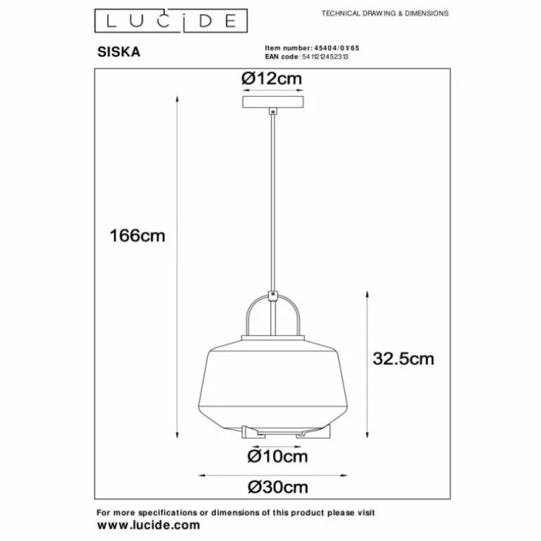 Suspension Lucide SISKA Noir, 1 lumière
