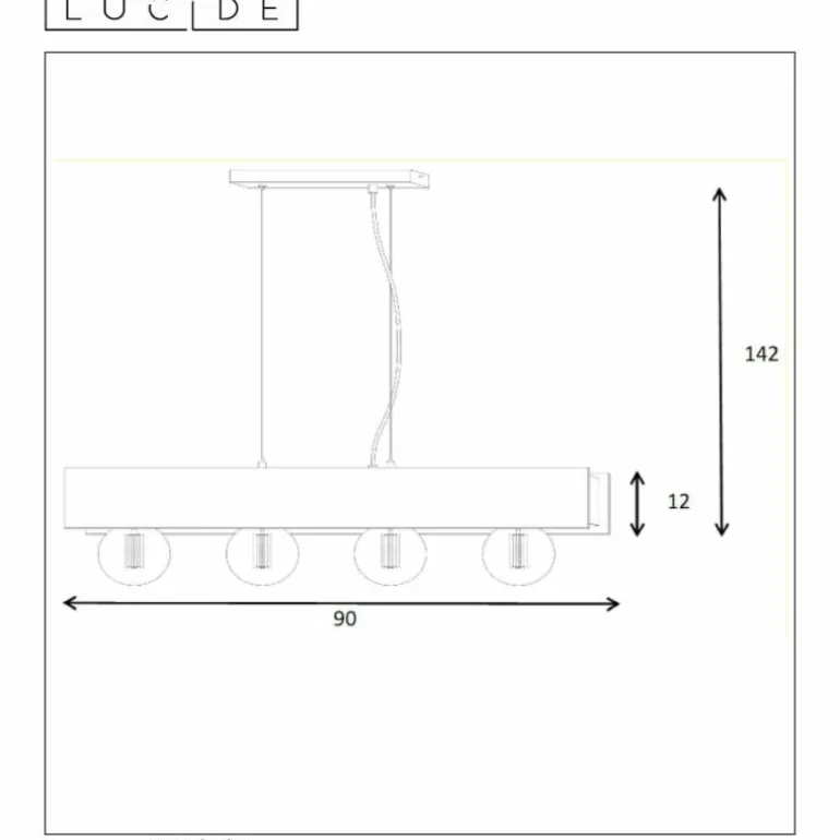 Suspension Lucide SURTUS Noir, 4 lumières