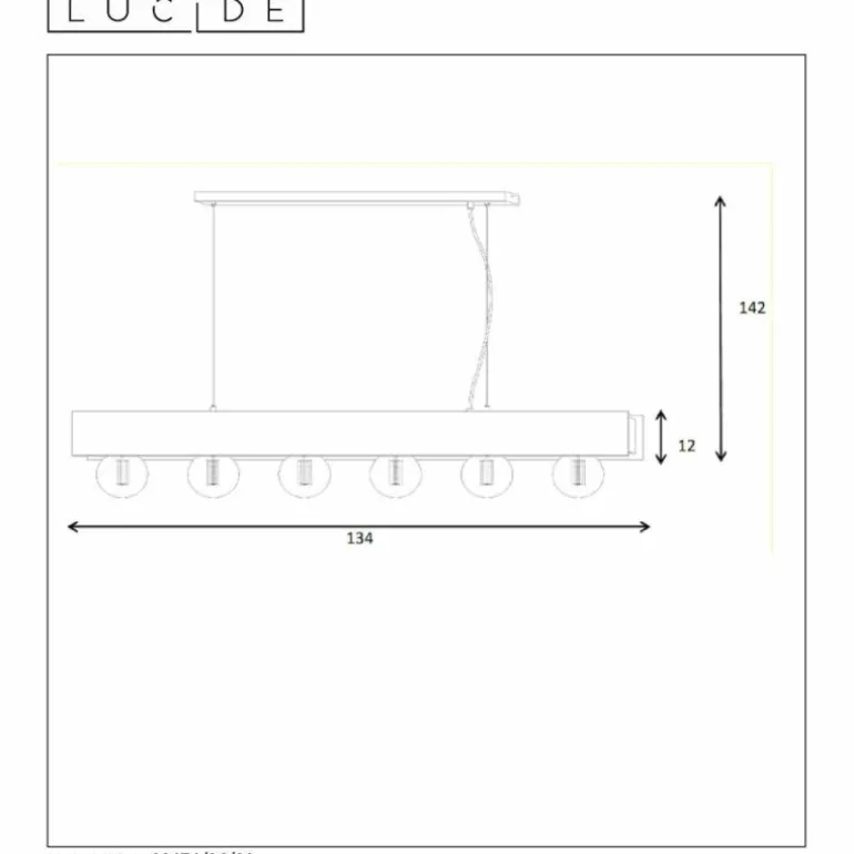 Suspension Lucide SURTUS Noir, 6 lumières