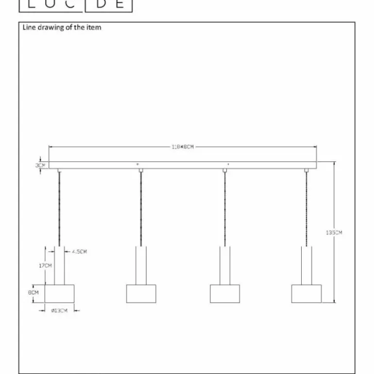 Suspension Lucide TEUN Noir, 4 lumières