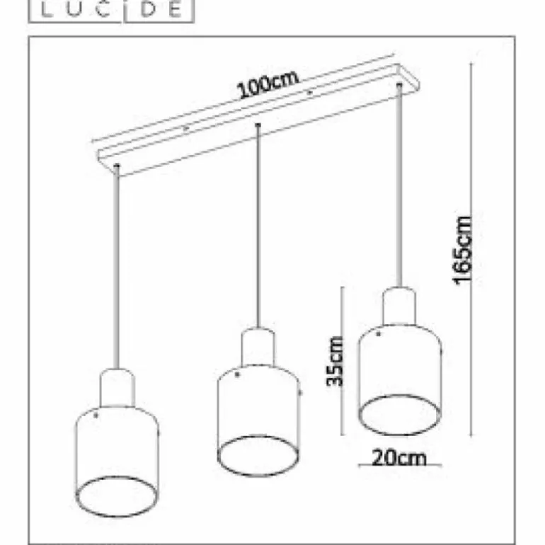 Suspension Lucide TOLEDO Cuivre, 3 lumières