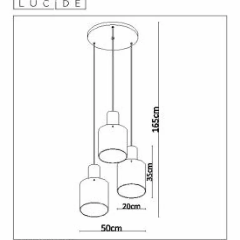 Suspension Lucide TOLEDO Cuivre, 3 lumières