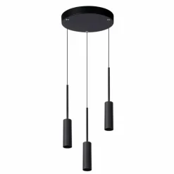 Suspension Lucide TUBULE LED Noir, 3 lumières