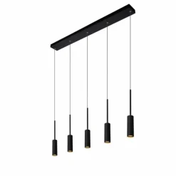 Suspension Lucide TUBULE LED Noir, 5 lumières
