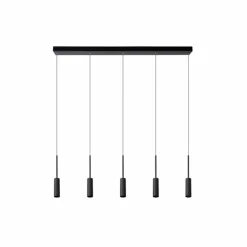 Suspension Lucide TUBULE LED Noir, 5 lumières