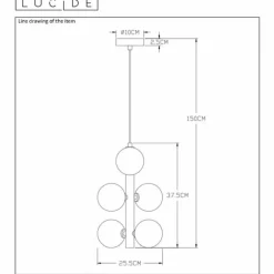 Suspension Lucide TYCHO Or, 6 lumières