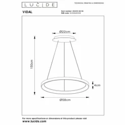Suspension Lucide VIDAL LED Blanc, 1 lumière