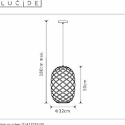 Suspension Lucide WOLFRAM Noir, 1 lumière