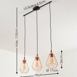 Suspension Lyssons Noir, 3 lumières